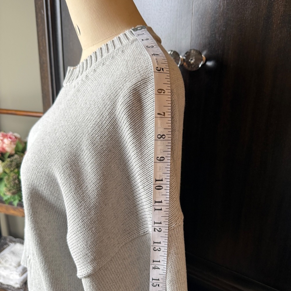 Everlane Crop Sweater Cotton The Boxy Crewneck Ribbed Hem Grey M Minimal - Picture 8 of 15
